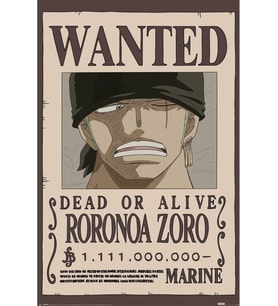 International One Piece (Wanted Zoro) Maxi Poster, Premium Duvar Sanatı, 90 x 60 cm, Resmi Lisanslı Ürün