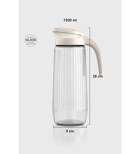 Renga Beluga 1500 ml Bej Kapaklı Gravürlü Cam Sürahi 111021