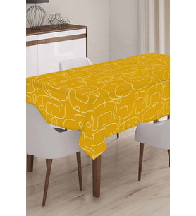 Sarı Modern Desenli Dokuma Leke Tutmaz Masa Örtüsü MSO035