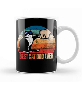 Best Cat Dad Ever Funny Cat Daddy Father Day Vintage 08 Kupa Bardak Porselen