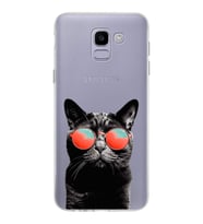 PrintiFy Samsung Galaxy J6 2018 ile Uyumlu 1mm Slim Fit Kedi 3 050d Baskılı Şeffaf  Kılıf
