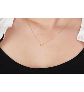 Glorria Gümüş 3 Boyutlu Minimalist İ Harfi Kolye (Çok Renkli)