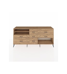 Hyperion Konsol 2 Raflı 7 Çekmeceli  220x44x99 Çam-Çam