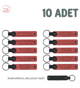 Narçiçeği & Siyah, Anaokulu Hatırası İçin Kişiselleştirilmiş Anahtarlık 10’lu Set, Eğitim Hediyesi (Nar Çiçeği)
