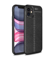 Uyumlu Model Apple iPhone 12 Mini Kılıf Deri Tarzı Niss Silikon Case (Siyah)