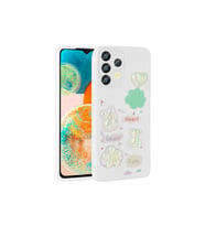 Samsung Galaxy A32 4G Uyumlu Kılıf Kabartma Figürlü Parlak Zore Toys Silikon Kapak (Beyaz)