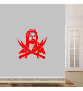 Hazreti Ali Zülfikar Kılıcı Siluet Büyük Boy Dekoratif Duvar Sticker, Çıkartma, Etiket kırmızı