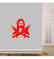 Hazreti Ali Zülfikar Kılıcı Siluet Büyük Boy Dekoratif Duvar Sticker, Çıkartma, Etiket kırmızı