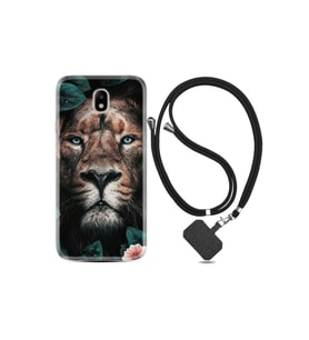 Samsung Galaxy J7 Pro Kılıf Desenli Silikon Ipli Boyun Askılı Leon Flowers 1333