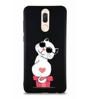 Huawei Mate 10 Lite Soft Premier Kapak Coolcat Tasarımlı Silikon Kılıf - Siyah (Şeffaf)