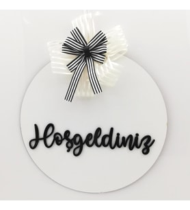 Lora Davet Ahşap Kapı Süsü Hoşgeldiniz (1 Adet) Beyaz - 54260
