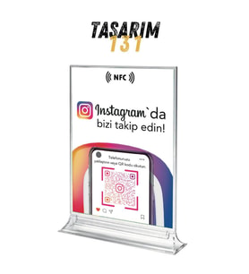 Masa Üstü NFC ve QR Kodlu İnstagram Takip Standı Föylük TASARIM 131