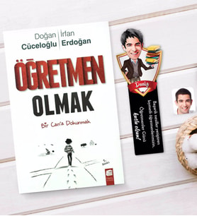 BK Gift Kişiye Özel Erkek Öğretmen Karikatürlü Ahşap Kitap Ayracı Ve Öğretmen Olmak Kitabı Hediye Seti-1