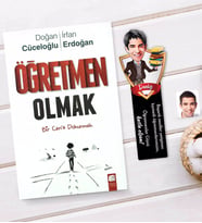 BK Gift Kişiye Özel Erkek Öğretmen Karikatürlü Ahşap Kitap Ayracı Ve Öğretmen Olmak Kitabı Hediye Seti-1