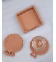 Hobi ERDL 90053 Dekoratif Yuvarlak Kalpli Ahşap MDF Çay Tabak Altı Set El Yapım (Ham)
