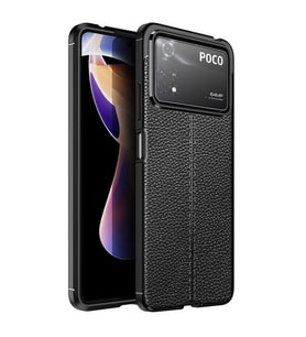 Xiaomi Poco X4 Pro 5G Kılıf Deri Görünümlü Slim Silikon (Siyah)