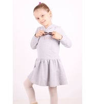 Toontoy Kız Çocuk Kapşonlu Taş İşlemeli Elbise ( Gri-Melanj)