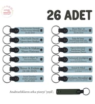 Gök Mavi & Yeşil, Doğum Yapan Anneye Hediye, İsmine Özel 26'lı Hatıra Anahtarlık Seti (Gök Mavisi)