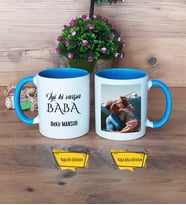 Babaya Hediye Kupa Bardak Mavi Fotoğraflı Doğum Günü Babalar Günü Hediyesi