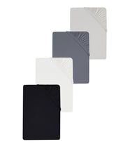 4 Adet Düz Pamuklu Tek Kişilik 80 x 200 x 30 cm Lastikli Penye Çarşaf (Siyah-Antrasit)