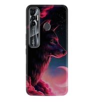 Tecno Spark 6 6 Go 8C 8 Pro 7 7 Spark 9 Pro Kılıf Desemli Silikon Wolf and Moon 1380