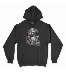 Motorlu Çocuk Siyah Kapşonlu Sweatshirt Hoddie