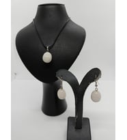 Beyaz Oniks Taşı Kolye/Küpe Set - Doğaltaş Kolye ve Küpe Takım-1025