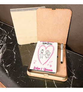 En Güzel Sevgili Hediyesi Ahşap Kutulu Defter Kalem Set 004
