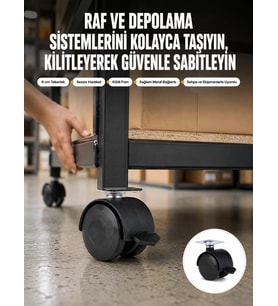6 cm Kilitli Tekerlek Ayak 4 Adet Sehpa ve Ekipman Uyumlu