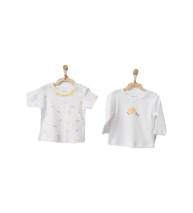 Andywawa Kız Bebek Civciv Desenli Beyaz Tshirt  AC21577