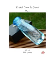Kristal Cam Su Şişesi Mavi - BPA içermez Mavi