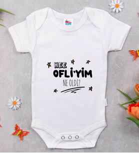BK Kids Ofliyim Ne Oldi Tasarımlı Beyaz Bebek Body Zıbın-1