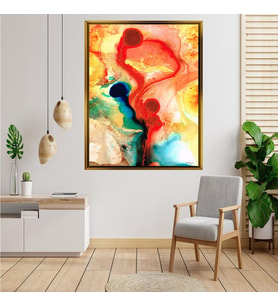 Tablore Modern Soyut Akrilik Doku Desenli Tablo Canlı Renkli Çerçeveli Salon Duvar Dekoru