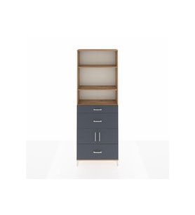 Arges Dolap 4 Raflı 3 Çekmeceli 2 Kapaklı 88x30x243 Çam-Antrasit