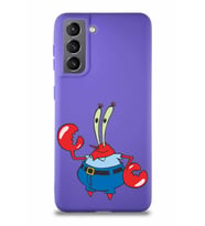 Samsung Galaxy S21 Soft Premier Kapak Bay Yengeç Tasarımlı Silikon Kılıf - Mor (Şeffaf)