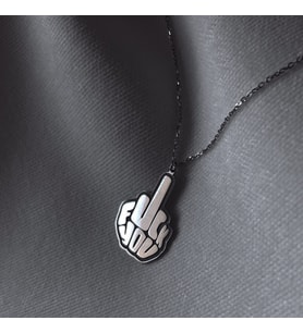 Kişiye Özel 925 Ayar Gümüş Fuck You Kolye (Gümüş)