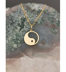 Altın Kaplama Yin Yang Gümüş Kolye