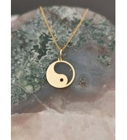 Altın Kaplama Yin Yang Gümüş Kolye