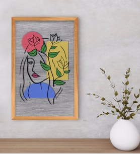 BK Home Woman Line Dekoratif Retro Ahşap Tablo-4