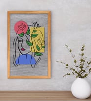 BK Home Woman Line Dekoratif Retro Ahşap Tablo-4