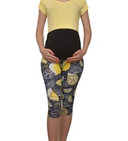 LuvmaBelly  Maternity 8021 - Pamuklu Göbek Destekli Limon desenli Kapri Hamile Tayt (Çok Renkli)