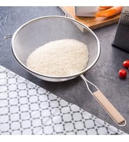 Ahşap Saplı Paslanmaz Çelik Süzgeç, Büyük Boy Metal Süzgeç 24 * 10 Cm - Estetik ve Dayanıklı: Ahşap Saplı Paslanmaz Çelik Süzgeç - Büyük Boy Metal Süzgeç