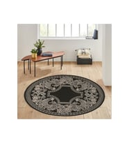 Eliana Home Baskılı, Yıkanabilir Kaymaz Taban Yuvarlak Halı LNA7157 120x120 cm (Siyah)