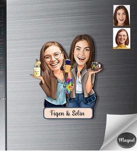 Kişiye Özel Kız Arkadaşlar Ahşap Magnet -5