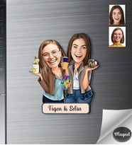 Kişiye Özel Kız Arkadaşlar Ahşap Magnet -5