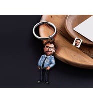 BK Gift Kişiye Özel Polis Karikatürlü Ahşap Anahtarlık-1 Sevgiliye Hediye, Arkadaşa Hediye, Doğum Günü Hediyesi