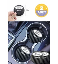 Ford Fiesta Yazılı Karbon Araç Bardak Altlığı Ford Fiesta Modeli İçin 7 cm Şık Tasarım 2 Adet