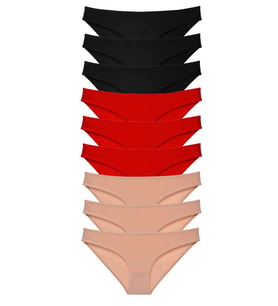 Mulvxbrf Brf02 9 Adet Süper Eko Set Likralı Kadın Slip Külot Siyah Kırmızı Ten (Mulvix)