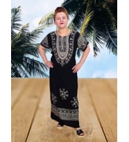 Boutique Venüs Şilebezi Taş Baskılı Siyah Elbise (Siyah - Beyaz)