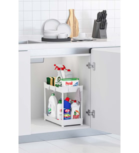 Beyaz 2 Katlı Düzenleyici Mutfak ve Banyo Rafı